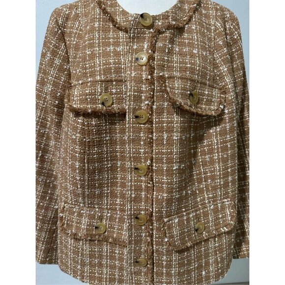 Talbots tweed fringe jacket button front 20W - Picture 3 of 11